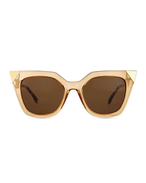 Fendi Women's Iridia Rimless Bottom Sunglasses, Gold/Multi 